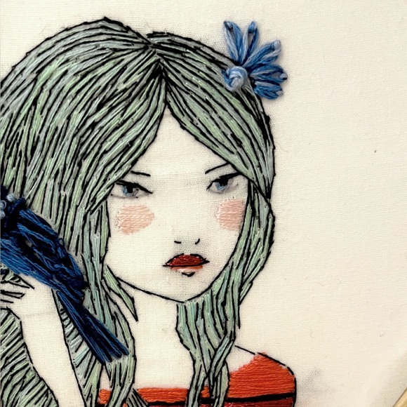 BLUEBIRDS WHISPERING SWEET NOTHINGS - Embroidered Art - Picture 3 of 4